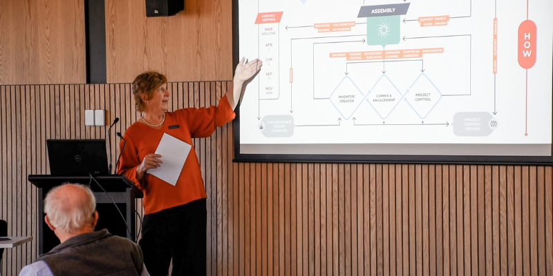 Executive Officer, Ellen-Jane Browne, presenting Latrobe Health Assembly's operating model.
