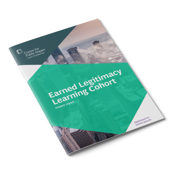 The printed out booklet of the Earned Legitimacy Learning Cohort Impact Report