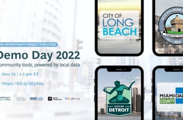 four phones with the logos of Long Beach, Macon-Bibb county, Detroit, and Miami-Dade county