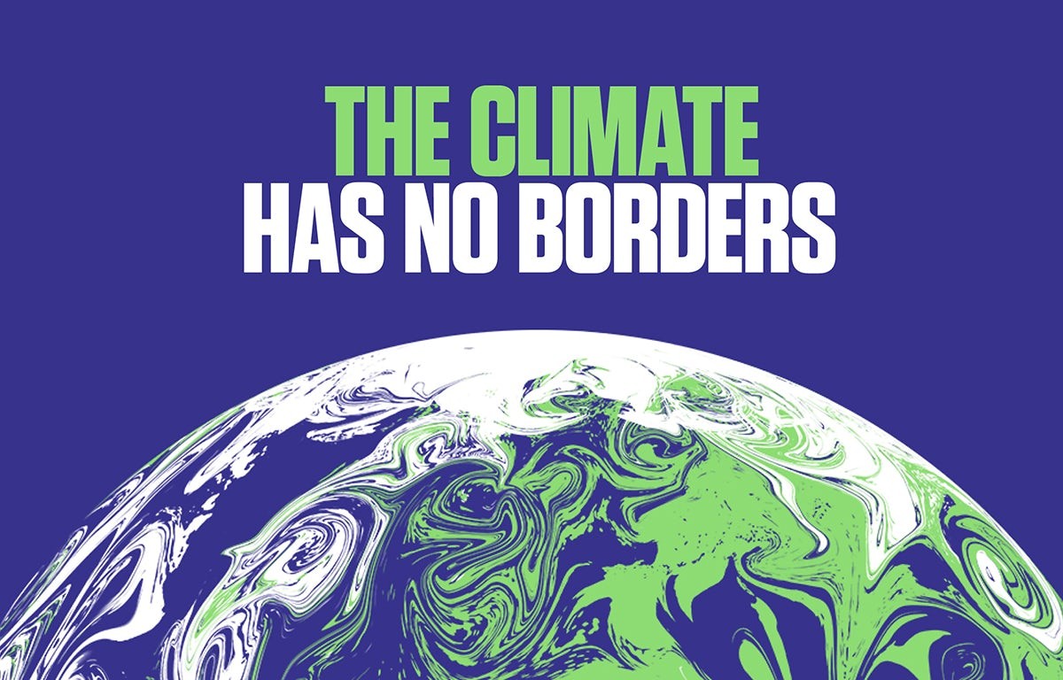 COP26 Graphic with wording 'The climate has no borders'